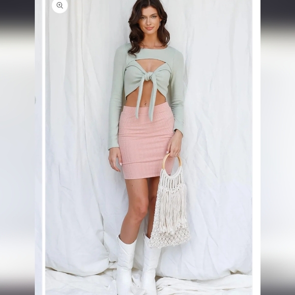 Seafoam Cut-Out Tie Front Soft Crop Top - Picture 4 of 4